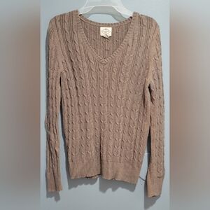 St. John's Bay Women's Sweater Cable Knit Pullover Long Sleeve Size M Brown